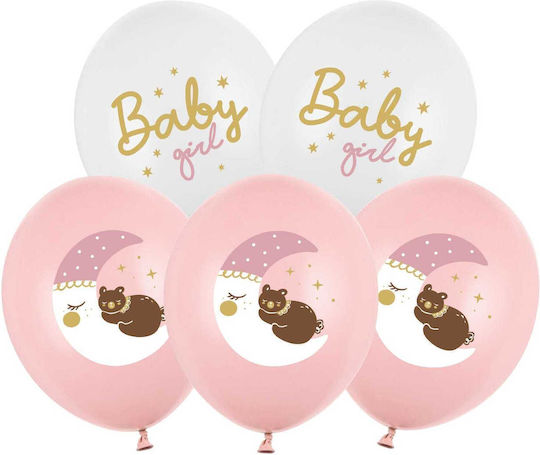 Σετ 6 Μπαλόνια Baby Shower Αρκουδάκια Latex Ροζ "baby Girl" 30εκ. (Διάφορα Σχέδια)