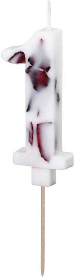 Candle White Flowers "1" White Flower Petals 8 cm Height