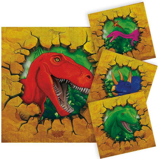 Servietten 25 x 25 cm Dinosaurier Packung mit 16 Stück