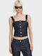 Damen Korsett Bluse Raw Denim