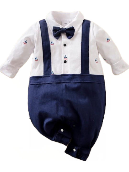TakTakBaby Babystrampler Langärmliges Dark Blue/White