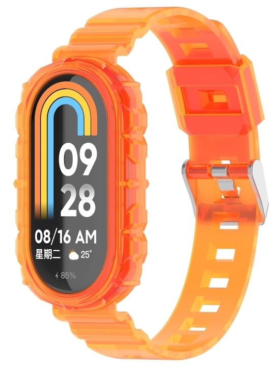 Curea pentru ceas Xiaomi Smart Band 9 9 NFC Glacier Metal Buckle Integrată TPU Transparent Portocaliu