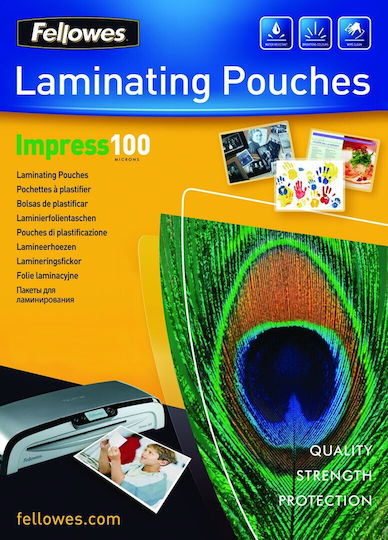 Fellowes Glossy Ζελατίνες Πλαστικοποίησης Γυαλιστερές A4 100 microns 100τμχ