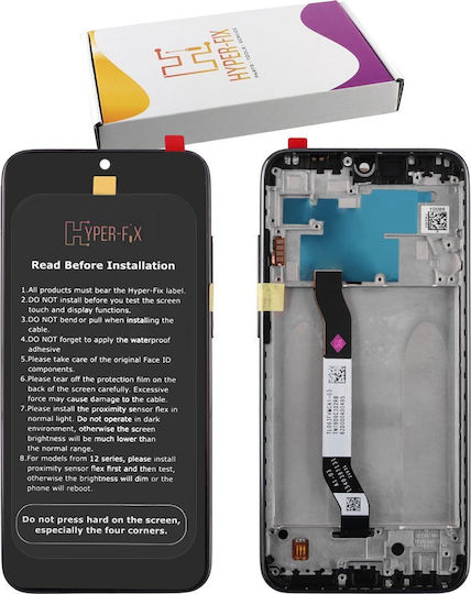 Hyper Fix Οθόνη mit Touch-Mechanismus und Rahmen für Xiaomi Redmi Note 8T (Schwarz)