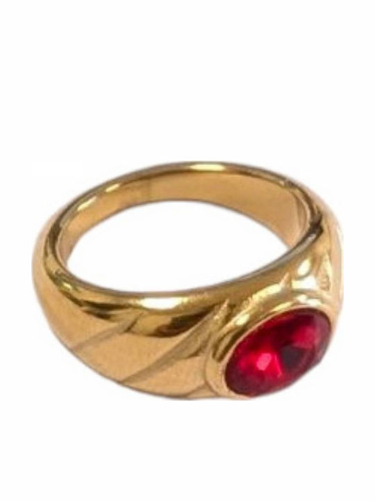 Tatu Moyo Ring with Stones made of Steel Gold Plated
