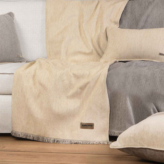 Aslanis Home Ossa Three-Seater Sofa Throw Two Sides Ecru