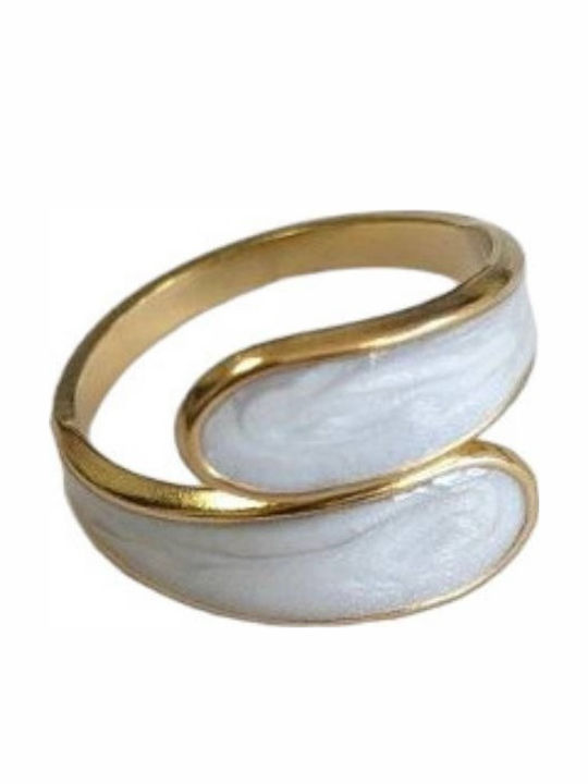 Tatu Moyo Ring with Enamel made of Steel Gold Plated