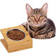 Relaxdays Stainless Steel Bowl Food & Water for Dog & Cat with Base 300ml 18cm in Beige Color
