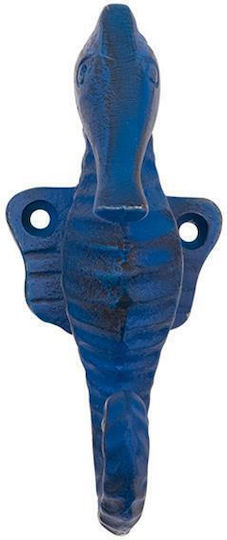 Batela Wall Hanger Seahorse Metal Blue 10.5x4.5cm