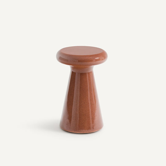 Masă Laterală Rotundă Mese De Cafea Din Sticlă Portocalie L40xL40xÎ56cm