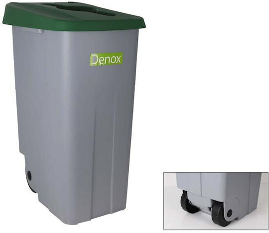 Denox Plastic Coș de gunoi Reciclare Coșuri de gunoi cu roți 110lt Verdeț