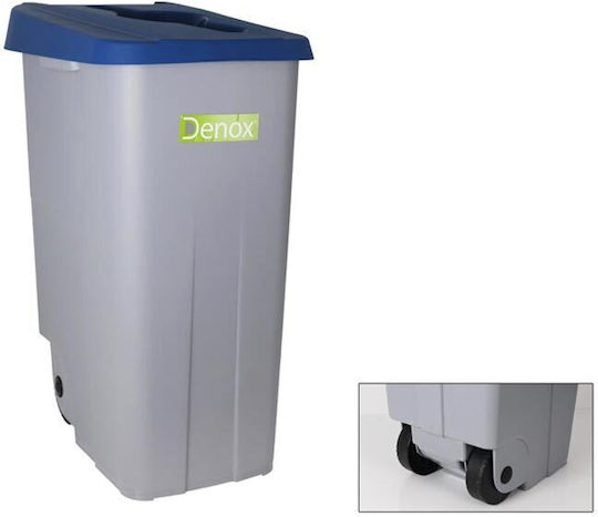 Denox Plastic Coș de gunoi Reciclare Coșuri de gunoi cu roți 110lt Albastru