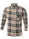 Long Sleeve Flannel Overshirt in Regular Fit Checked Beige