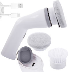 Perie Electrică Rotativă Fără Fir 5W 2 Capete de Perie Cablu de Încărcare USB Tip C Curățare Profundă Albă