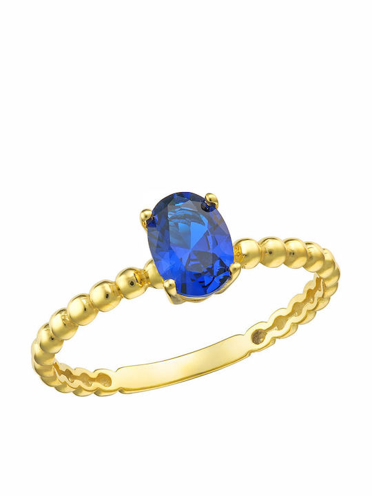 Dio Jewellery Lab Γυναικείο Δαχτυλίδι με Πέτρες από Ασήμι Επιχρυσωμένο