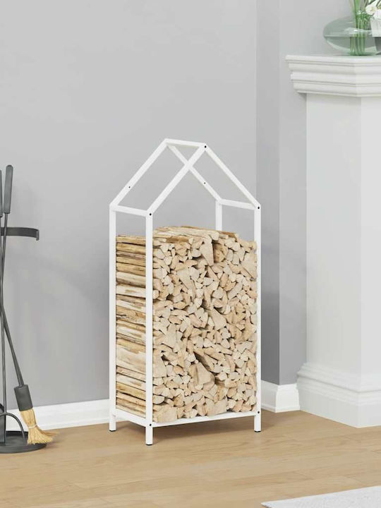 vidaXL Inox Ράφι Αποθήκευσης Ξύλων 40x25x90cm Λευκό
