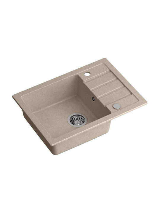 GraniteQ Drop-In Spüle aus Verbundgranulat B62xT44cm Beige
