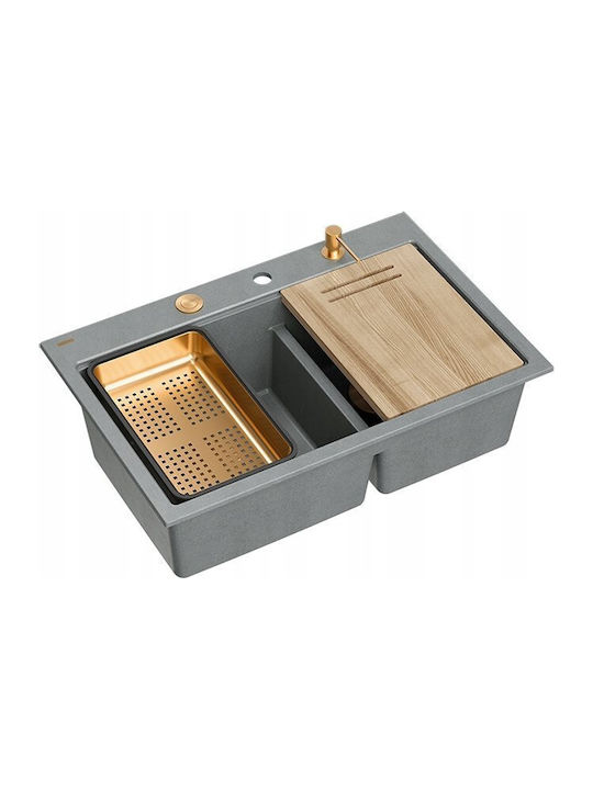 GraniteQ Drop-In Sink Synthetic Granite W76xD50...