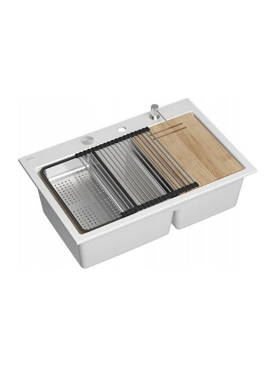 GraniteQ Drop-In Sink Synthetic Granite W76xD50...