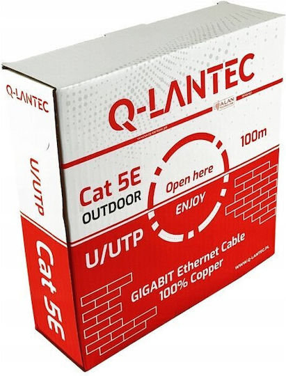 Q-Lantec U/UTP Cat.5e (Gigabit) Мрежов Кабел Ethernet 100м Черен