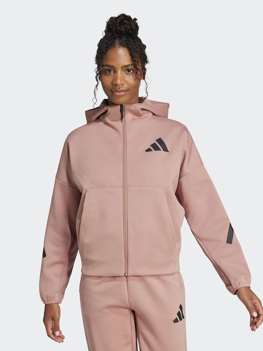 adidas Women's Sweatshirt Jacket Hooded Pink JC5394