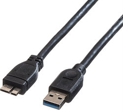 Roline Regular USB 2.0 σε micro USB 2m Μαύρο