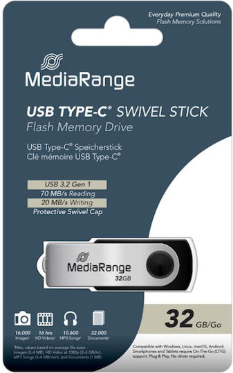 MediaRange 32GB USB 3.2 Stick Ασημί