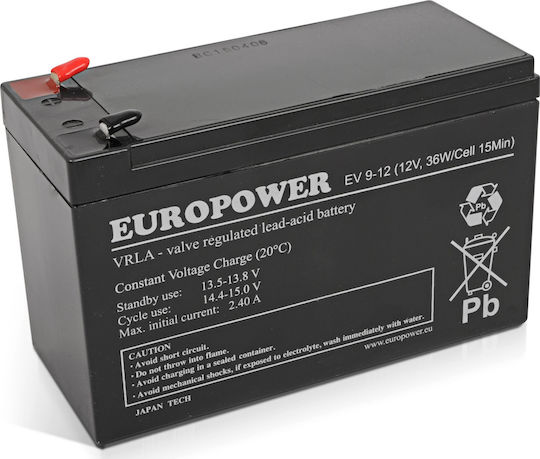 Europower Батерия UPS с Капацитет 9Ах и Напрежение 12V 1бр