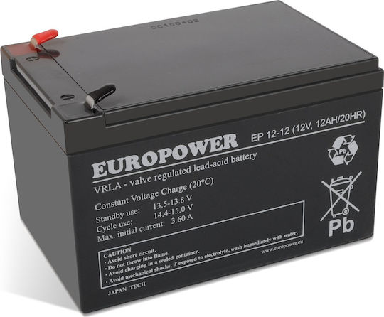 Europower Батерия UPS с Капацитет 12Ах и Напрежение 12V 1бр