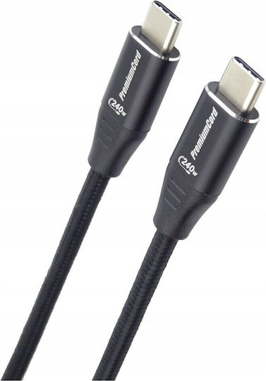 PremiumCord Cablu Împletit USB 2.0 USB-C Masculin - USB-C / USB-A 240W PD Negru 0.5m