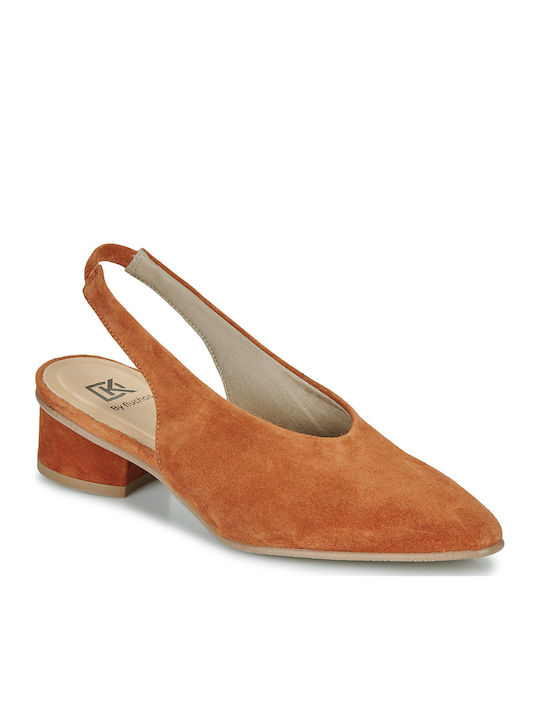 Mules with Chunky Heel in Orange Color