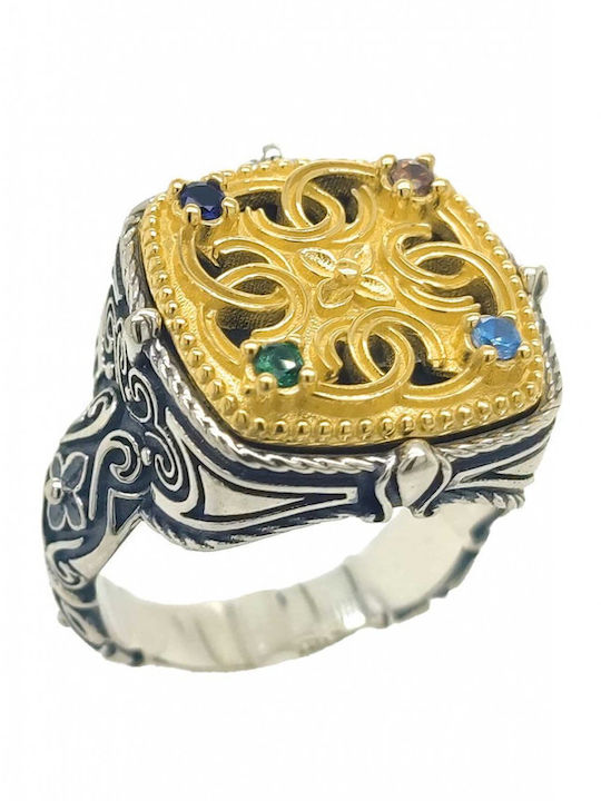 Damen Ring mit Zirkonia aus Silber Vergoldet