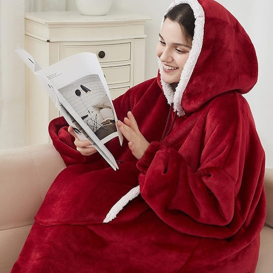 Κουβέρτα Fleece με Μανίκια 78x85εκ. Κόκκινη Κουβέρτα Fleece με Μανίκια 78x85εκ. Κόκκινη