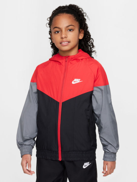 Kinder Sportjacke Winddicht mit Kapuze Rot