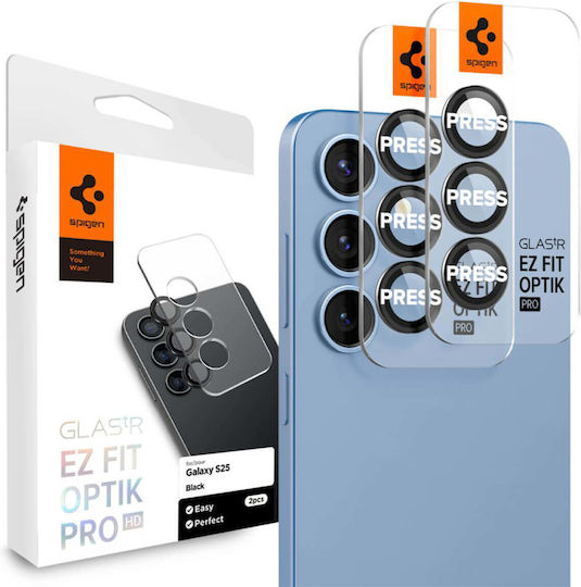 Spigen Optik Pro Protecție Cameră Tempered Glass Black pentru Samsung Galaxy S25
