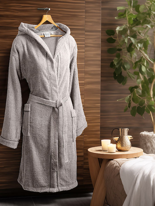 Beauty Home Bademantel mit Kapuze Grey