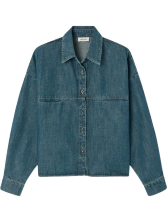 Women's Denim Long Sleeve Shirt Denim Blue