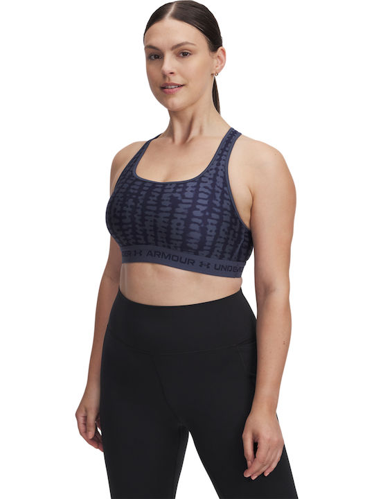 Under Armour Crossback Mid Print Γυναικείο Μπουστάκι Μωβ
