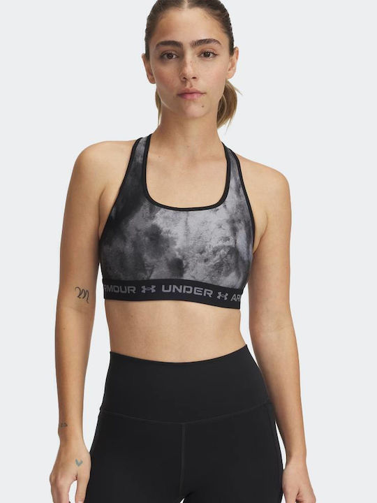 Under Armour Crossback Mid Print Γυναικείο Αθλητικό Μπουστάκι Μαύρο με Επένδυση