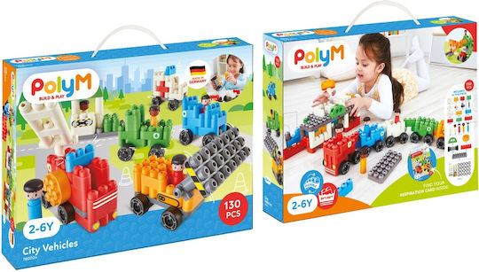 Hape Τουβλάκια PolyM Vehicle για 2-6 Ετών 130τμχ