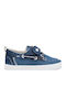 Boys Fabric Moccasins with Velcro Navy Blue