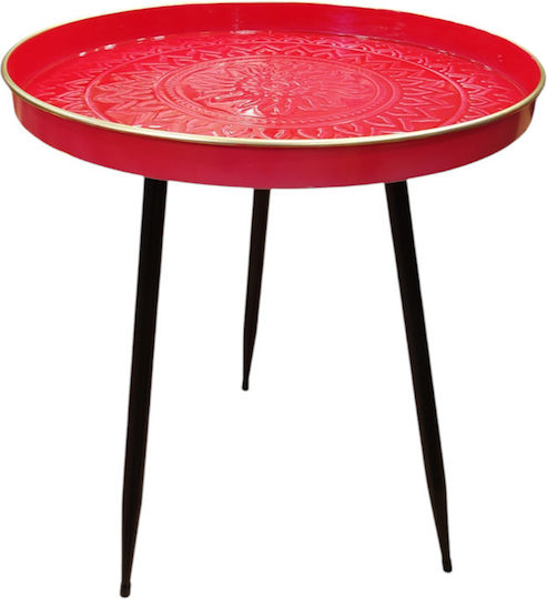 Kaffeetisch Beistelltisch Metall Rote - Schwarze M41xL41xH48cm