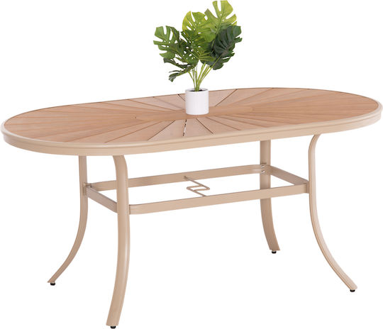 Masa pentru spații exterioare Polywood cu schelet din aluminiu Champagne 160x90cm