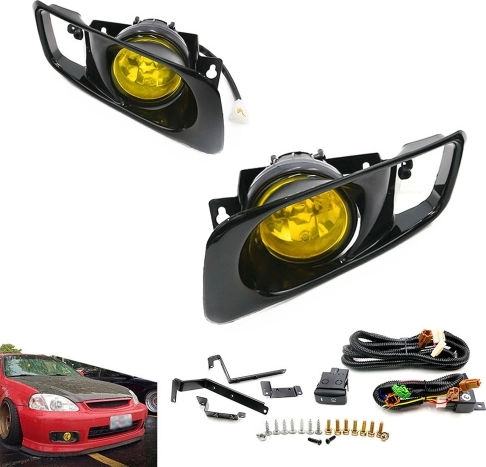 Ορθογώνιος Προβολέας Αυτοκινήτου Honda Civic 12V 55W με Κίτρινο Φωτισμό 1τμχ