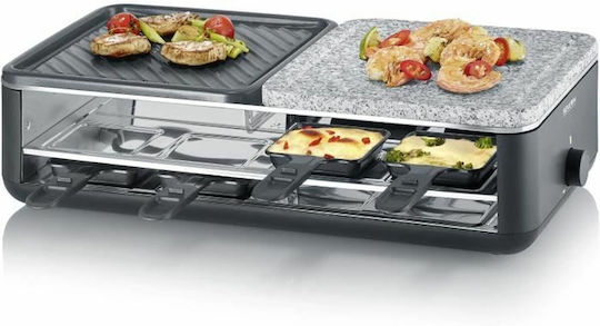 Severin Tabletop Grătar Electric Raclette Placă Netedă și Striată 1300W cu Termostat Reglabil