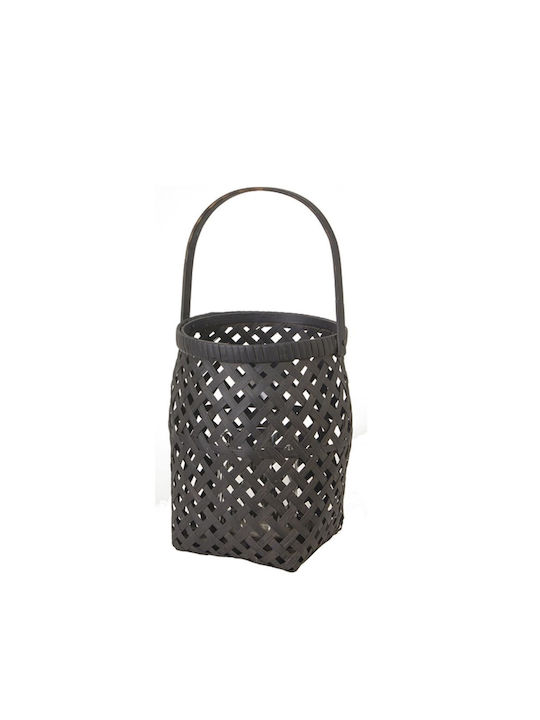 Zaros Φαναράκι Rattan Επιτραπέζιο Μαύρο 18x18x22εκ.
