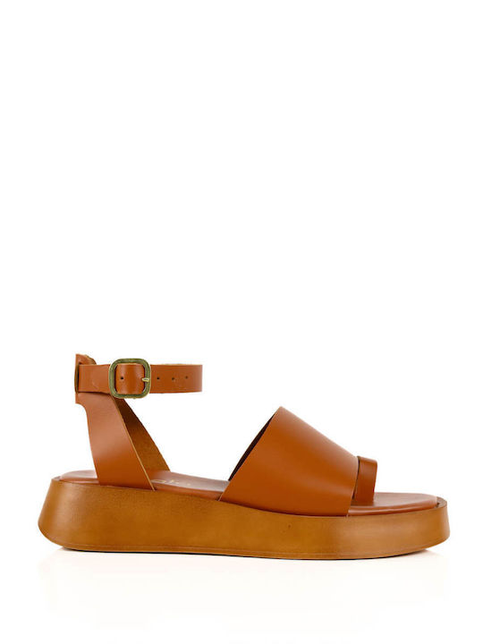 Tan Flatforms Ankle Strap