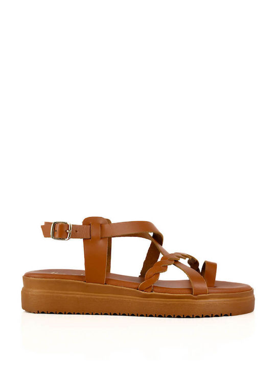 Sandalen in Tan mit geflochtenem Riemen