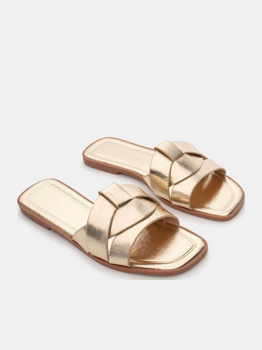 Luigi Women's Flat Sandals in Gold Color