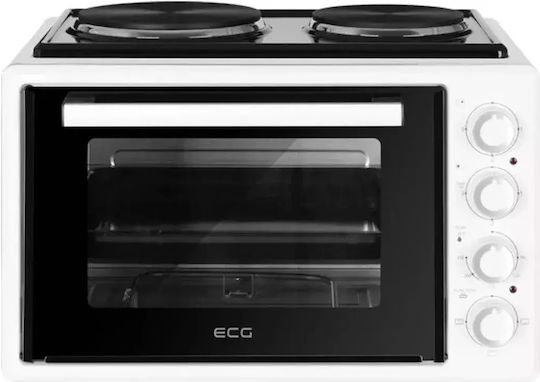 ECG Elektrisches Arbeitsplattenofen 45l mit 2 Brennern Weiß